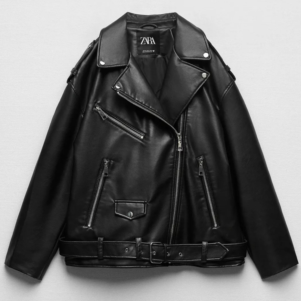 Zara Oversized Faux Leather Biker Jacket
